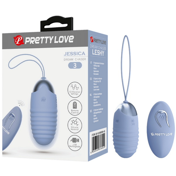 Rechargeable Jessica – Multi-Speed Remote-Controlled Silicone Egg Vibrator with 12 Vibration Settings Blue > Sex Toys For Ladies > Vibrating Eggs