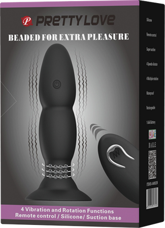 Pretty Love Beaded Remote-Controlled Butt Plug – Silicone Vibrating and Rotating Anal Toy Black > Anal Range > Vibrating Butt Plugs