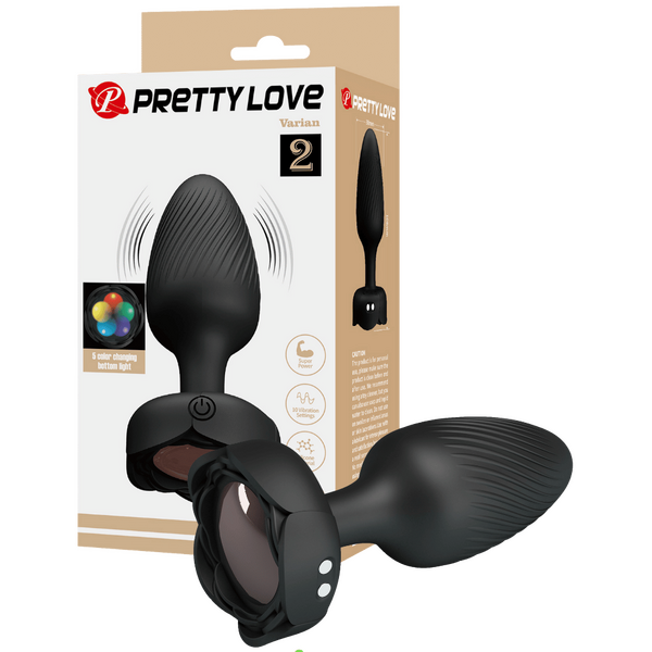 Varian Light-Up Rechargeable Butt Plug – LED Flashing Silicone Butt Plug Large > Anal Range > Vibrating Butt Plugs
