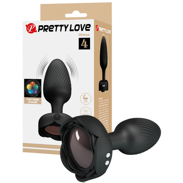 Varian Light-Up Rechargeable Butt Plug – LED Flashing Silicone Butt Plug Small > Anal Range > Vibrating Butt Plugs