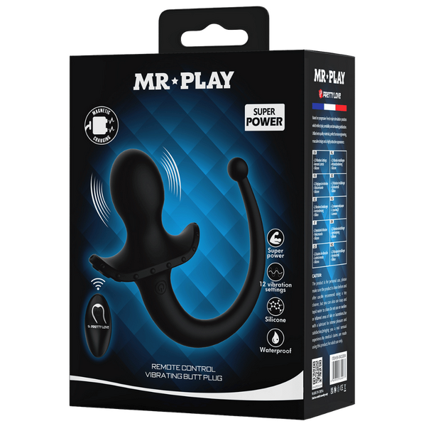 Remote Control Vibrating Butt Plug Tail (Black) – App-Compatible Wearable Vibrator with 12 Modes One Size > Anal Range > Tail Butt Plugs