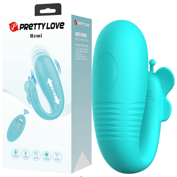 Rechargeable Remote Remi – Remote-Controlled Textured Silicone Vibrator Aqua > Sex Toys For Ladies > Clitoral Vibrators and Stimulators