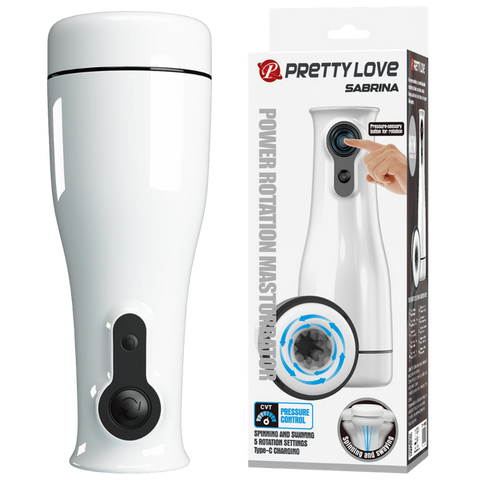 Sabrina – Rechargeable Rotating Men's Masturbator with Voice Function, Pressure-Sensitive Button, and Five Speed Settings