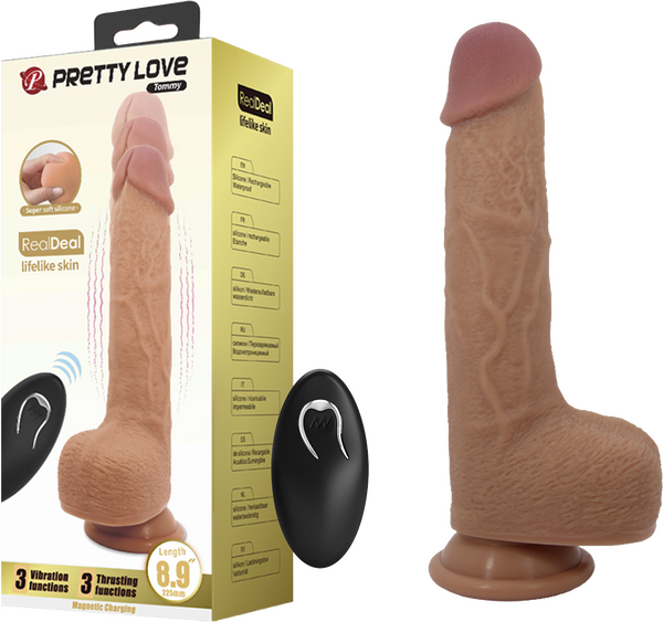Thrusting Tommy Dong – Remote-Controlled 8.9" Thrusting Vibrator with Suction Cup One Size > Vibrators > Realistic Vibrators