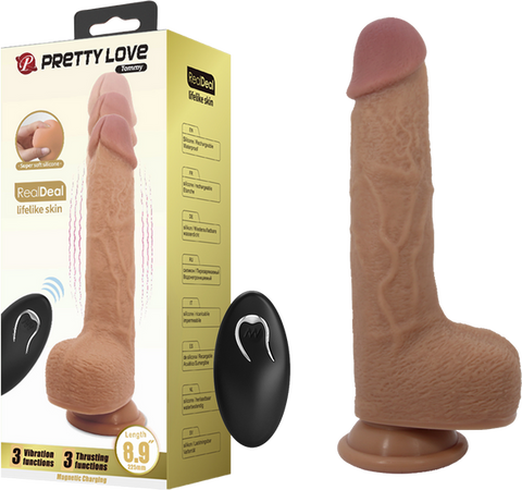 Thrusting Tommy Dong – Remote-Controlled 8.9" Thrusting Vibrator with Suction Cup One Size > Vibrators > Realistic Vibrators