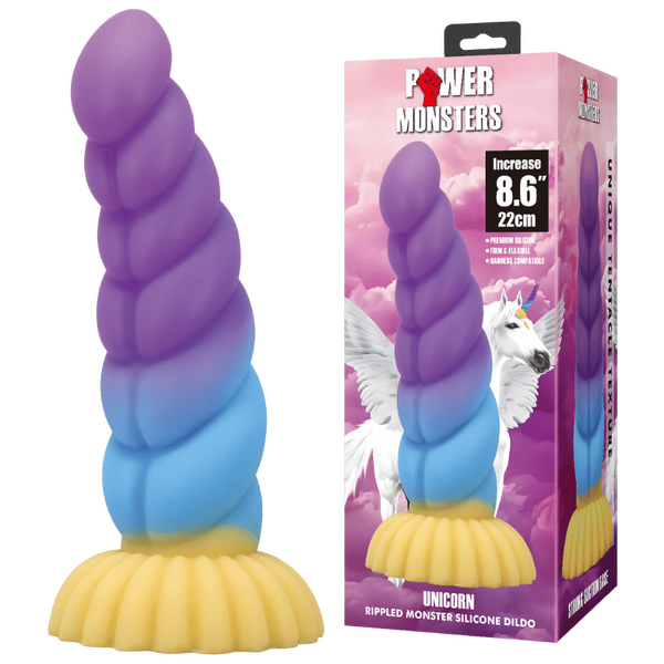 Unicorn Rippled Monster 8.6 Inch Silicone Dildo One Size > Dildos > Fantasy