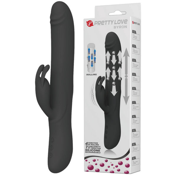 Byron 6 Inch Rabbit Vibrator - Rotating, Massaging, Clitoral Flickering, Fully Waterproof with Synchronous Thrusting Beads One Size > Vibrators > Ladies > Rabbit