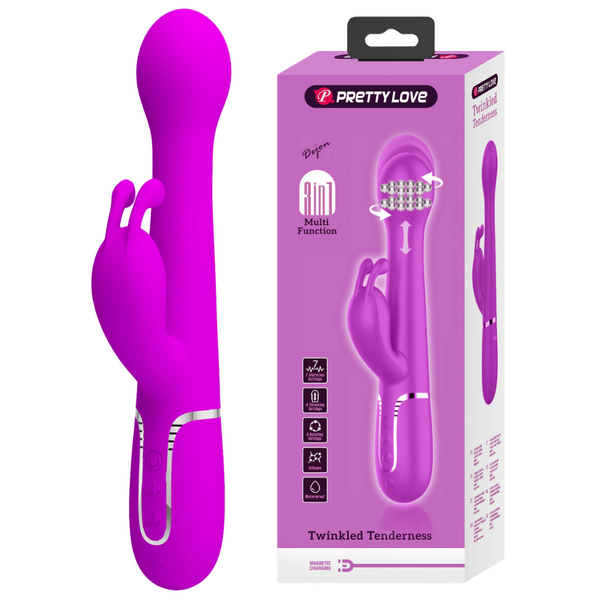 Dejon 3in1 Multi-Function 23cm Rabbit Vibrator with Twin Motors Pink > Vibrators > Ladies > Rabbit