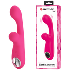 Rechargeable Skylar – Velvet Silicone Multifunction Rabbit Vibrator with Thumping and Vibration Modes Pink > Vibrators > Ladies > Rabbit