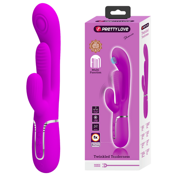Shania 4in1 Multi-Function Rabbit Vibrator – Velvet Silicone 7 Vibration Settings Pink > Vibrators > Ladies > Rabbit