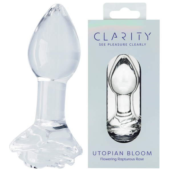 Clarity Utopian Bloom Handcrafted Glass 4.3 Inch Butt Plug One Size > Glass > Dildos