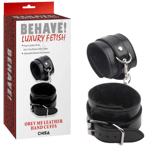Obey Me Leather Hand Cuffs – Adjustable Metal Hook Handcuffs One Size > Bondage Gear > Handcuffs