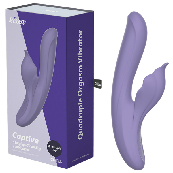 Captive Purple 23.6cm Waterproof Silicone Vibrator | 5 Tapping & 7 Thrusting One Size > Vibrators > Ladies > Rabbit