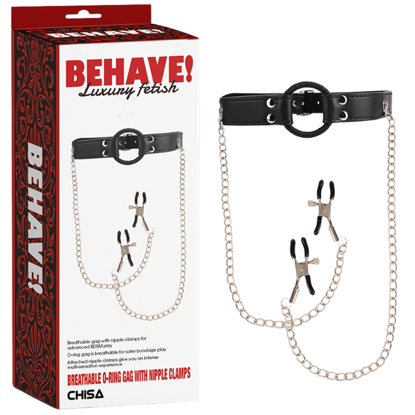 Breathable O-Ring Gag with Nipple Clamps – BDSM Accessory One Size > Sex Toys > Nipple Clamps