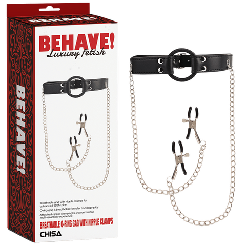 Breathable O-Ring Gag with Nipple Clamps – BDSM Accessory One Size > Sex Toys > Nipple Clamps