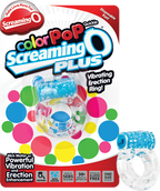 Screaming O Colour Pop Quickie Plus – Stretchy Vibrating Erection Ring with Clitoral Stimulator Blue > Cock Ring > Vibrating