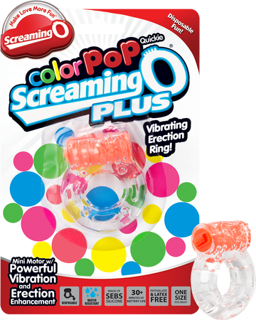 Screaming O Colour Pop Quickie Plus – Vibrating Erection Ring Orange > Cock Ring > Vibrating