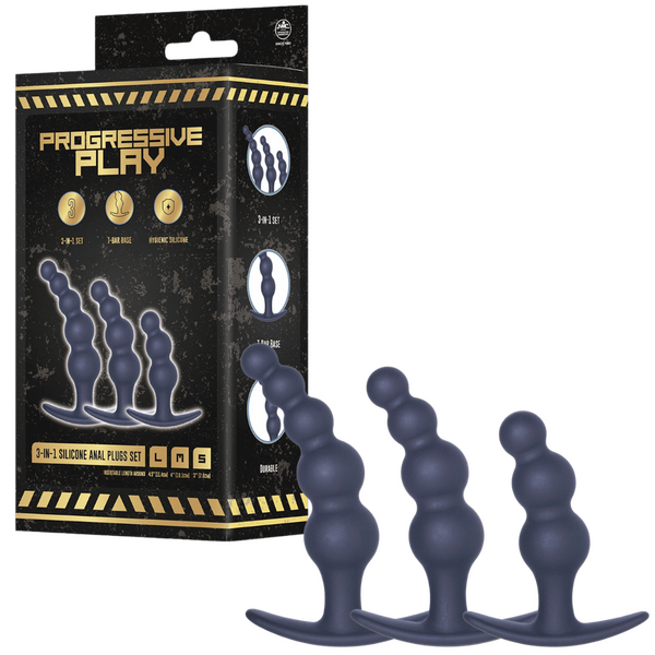 Three Pack Silicone Anal Plug Set T Bar Base Graduated Default Title > Anal Range > Butt Plug Kits