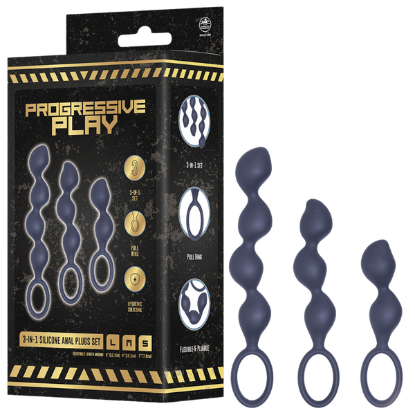 3-In-1 Silicone Anal Plug Set With Pull Ring And Sizes Default Title > Anal Range > Butt Plug Kits