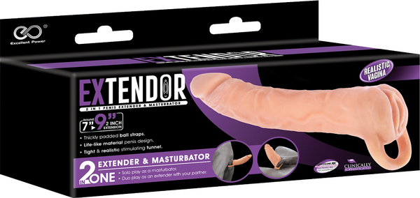 Extendor Two in One 9 Inch Realistic Flesh Penis Extender and Masturbator > Sex Toys For Men > Penis Sleeves