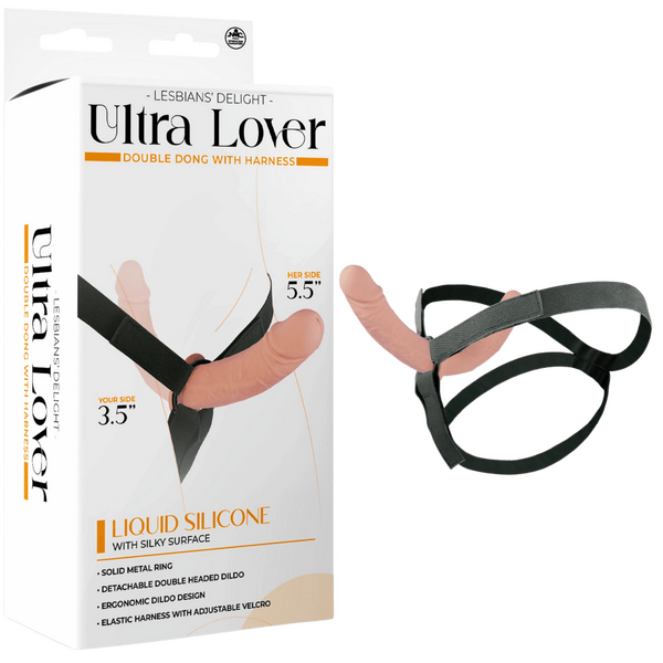 Ultra Lover Double Dong Penetrix with Harness – Ergonomic Silicone Dildo Set Flesh > Dildos > Strap On Dildos