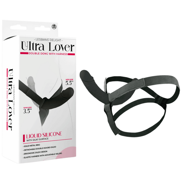Ultra Lover Double Dong Penetrix with Harness – Ergonomic Silicone Dildo Set Black > Dildos > Strap On Dildos