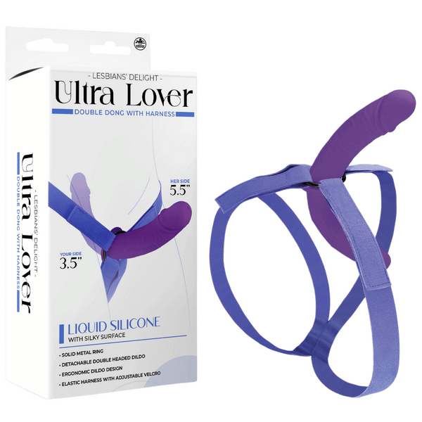 Ultra Lover Double Dong Penetrix with Harness – Ergonomic Silicone Dildo Set Purple > Dildos > Strap On Dildos