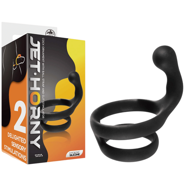 Cock Ring with Ball Strap and Clit Stimulator – Hygienic Silicone Cock Ring One Size > Sex Toys > Couples Toys