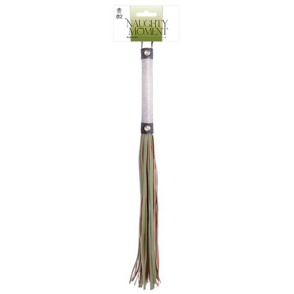 Flogger Diamond Covered Handle 44.5cm – Leather Flogger Green > Bondage Gear > Whips & Floggers