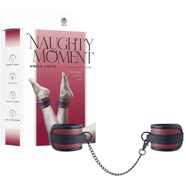 Adjustable Ankle Cuffs with Velcro Lock and 25.9cm Chain – Bondage Restraints Red > Bondage Gear > Restraints