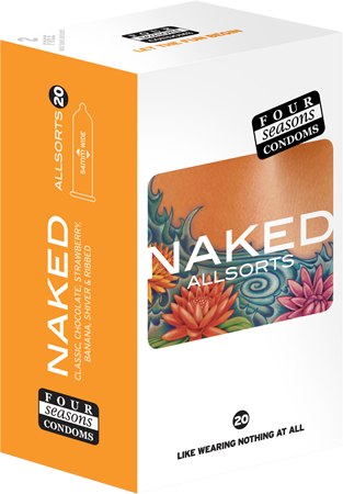 Four Seasons Naked Allsorts Ultra Thin Lubed Condoms 20 Pack > Essentials > Condoms