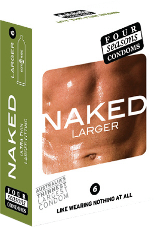 Four Seasons Naked Larger Fitting Condoms – Lubricated Condoms with 60mm Nominal Width 6 Pack > Essentials > Condoms