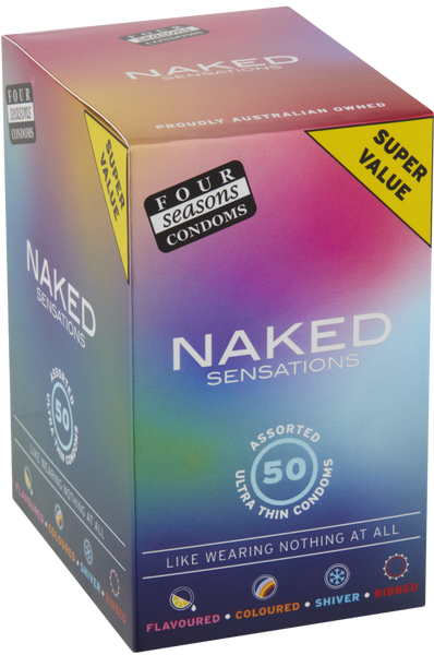 Four Seasons Naked Sensations – Ultra Sensitive Lubricated Condoms - Assorted 50 Pack One Size > Essentials > Condoms