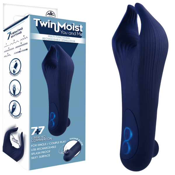TwinMoist - Multi-Functional Rechargeable Stimulator – Splash Proof USB Rechargeable Vibrator Blue > Sex Toys > Couples Toys