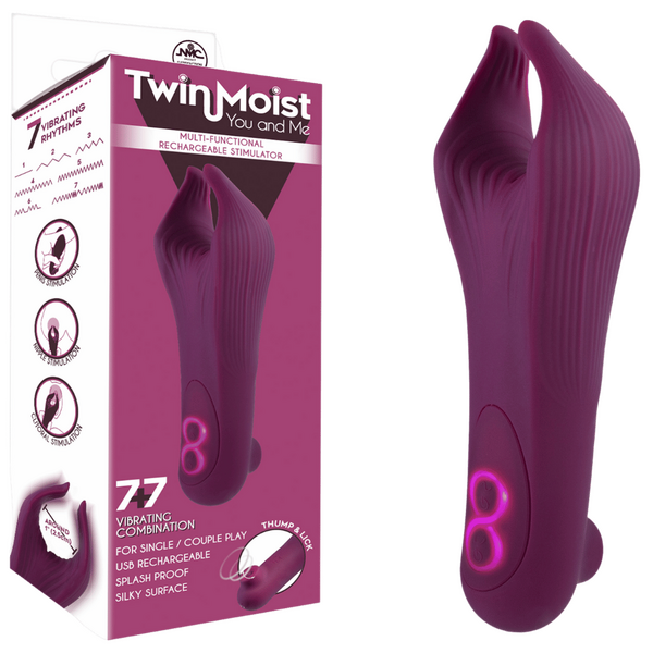 TwinMoist - Multi-Functional Rechargeable Stimulator – Splash Proof USB Rechargeable Vibrator Pink > Sex Toys > Couples Toys