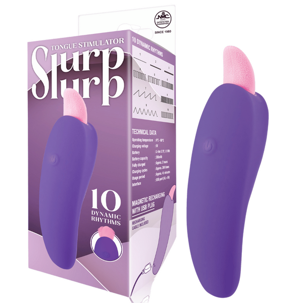 Slurp Slurp Tongue Stimulator – Magnetic Rechargeable 10 Rhythm Vibrator Purple > Sex Toys For Ladies > Clitoral Vibrators and Stimulators