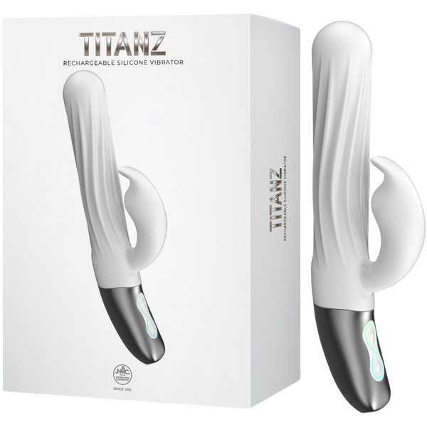 Thrusting Rabbit Rechargeable Silicone Vibrator – 13cm Insertable Length Rabbit Vibrator White > Vibrators > Ladies > Rabbit