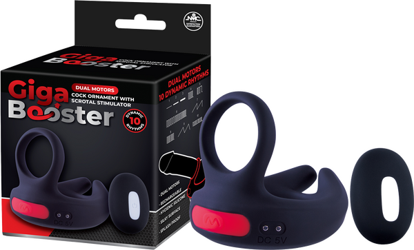 Dual Motor Cock Ring with Scrotal Stimulator – Rechargeable Splashproof Silicone Toy Black > Cock Ring > Vibrating