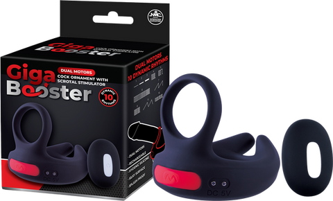 Dual Motor Cock Ring with Scrotal Stimulator – Rechargeable Splashproof Silicone Toy Black > Cock Ring > Vibrating