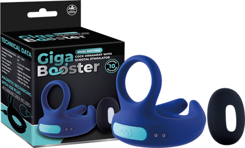 Dual Motor Cock Ring with Scrotal Stimulator – Rechargeable Splashproof Silicone Toy Blue > Cock Ring > Vibrating