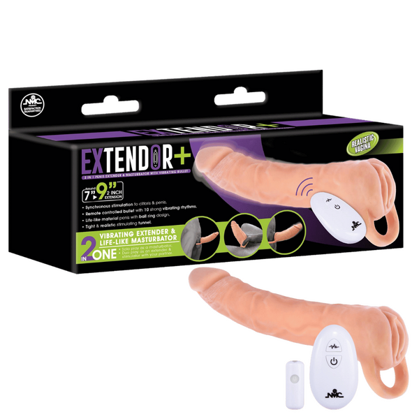 Extendor+ 9 Inch Flesh Sleeve (Wireless Remote Control) – Vibrating Penis Extender Sleeve and Vagina Stroker Masturbator Secondary image