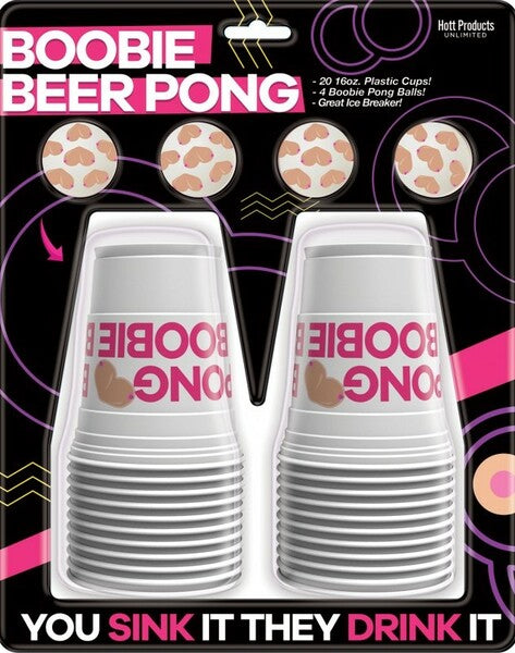 Boobie Beer Pong Set – Party Game with Boobie-Shaped Balls and Plastic Cups Multi > Novelties > Games