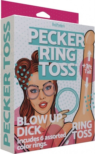 Pecker Ring Toss – Inflatable Party Game Set with Six Plastic Rings Beige > Novelties > Games