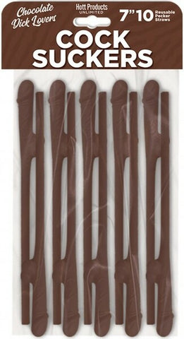 Hott Products Cock Sucker (Chocolate Brown) – 7 Inch Reusable Novelty Drink Straws Set of 10 Chocolate Colored > Novelties > Party Supplies