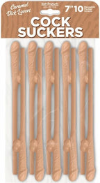 Hott Products Cock Sucker (Chocolate Brown) – 7 Inch Reusable Novelty Drink Straws Set of 10 Caramel Colored > Novelties > Party Supplies