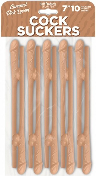 Hott Products Cock Sucker (Chocolate Brown) – 7 Inch Reusable Novelty Drink Straws Set of 10 Caramel Colored > Novelties > Party Supplies