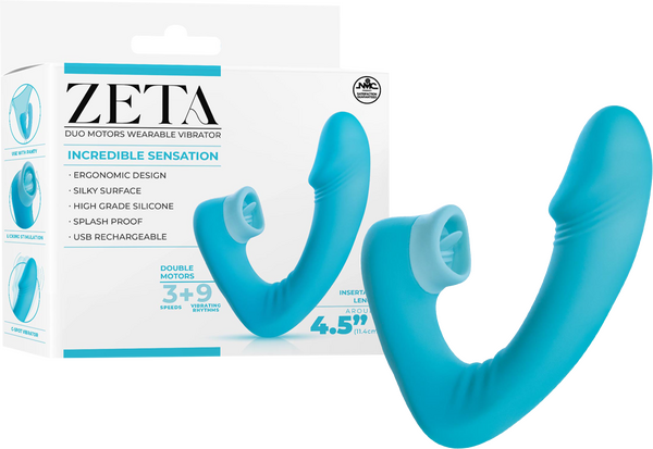 Dual Motor Wearable Vibrator – Splashproof 4.5 Inch USB Rechargeable Vibrator Blue > Vibrators >