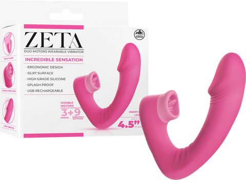 Dual Motor Wearable Vibrator – Splashproof 4.5 Inch USB Rechargeable Vibrator Pink > Vibrators >