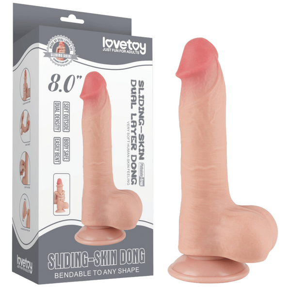 Lovetoy Sliding Easy Bend Dual Layer Skin Dildo with Suction Cup (7 to 9 Inch) > Dildos > Realistic Dildos
