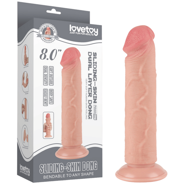 Sliding Skin Dual Layer Dong 20 cm (8 Inch) – Realistic Flexible Dual Density Dildo Flesh > Dildos > Realistic Dildos
